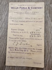 #3S. Vintage 1900 POSTAL Notice/Postcard WELLS FARGO & CO EXPRESS