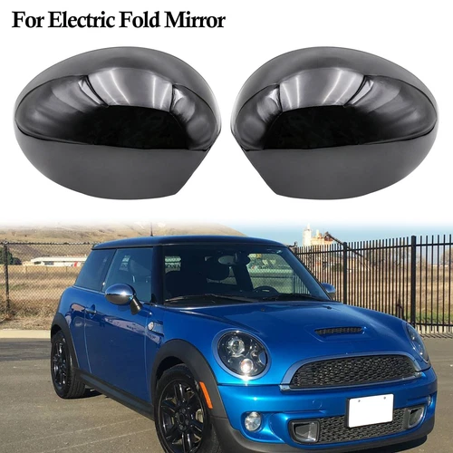 Gloss Black Mirror Cover Cap For Mini Cooper R55 R56  R57 R58 R60 Electric Fold
