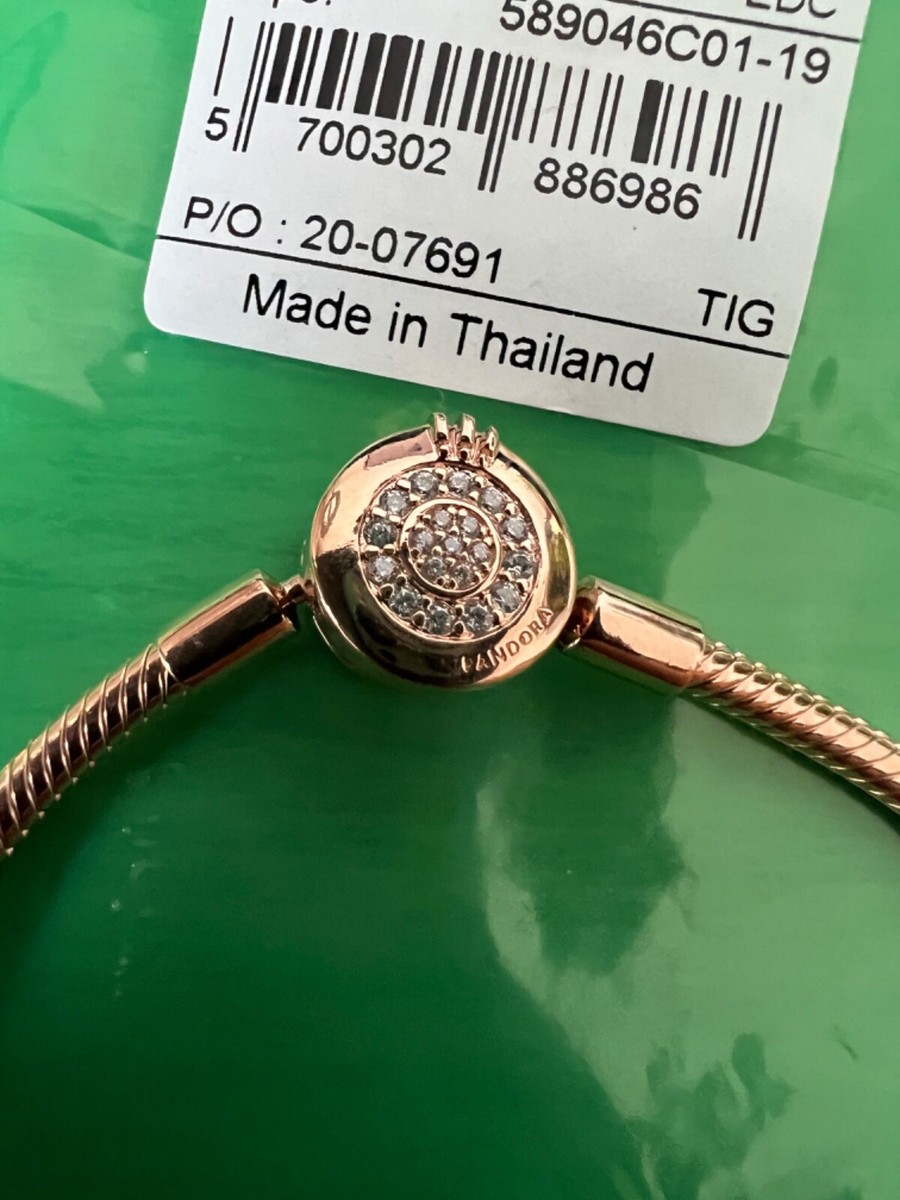 PANDORA Moments Crown O Rose Gold Snake Chain Bracelet 589046C01