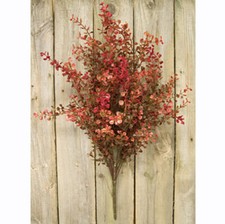 Red Peppergrass Bush / Branch 21" High Floral Autumn Shades of Red  Brown