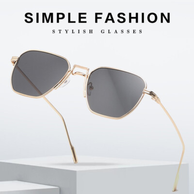 Vintage Square Sunglasses 90s Retro Steampunk Metal Sun Glasses