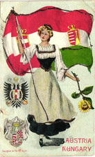 Austria Hungary Woman in Traditional Costume Holding Flag Postcard c1905