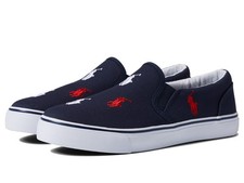 POLO RALPH LAUREN Boy's Keaton Slip-On Big Kid Navy Canvas/Red/White SIZE 5 M