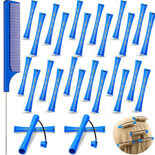 24 Pcs Hair Perm Rods Plastic Cold Wave Perming Curlers Hair Rollers with Steel