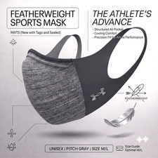 NWTS UNDER ARMOUR UA Sports Mask Featherweight Design Color Pitch Gray Size M/L