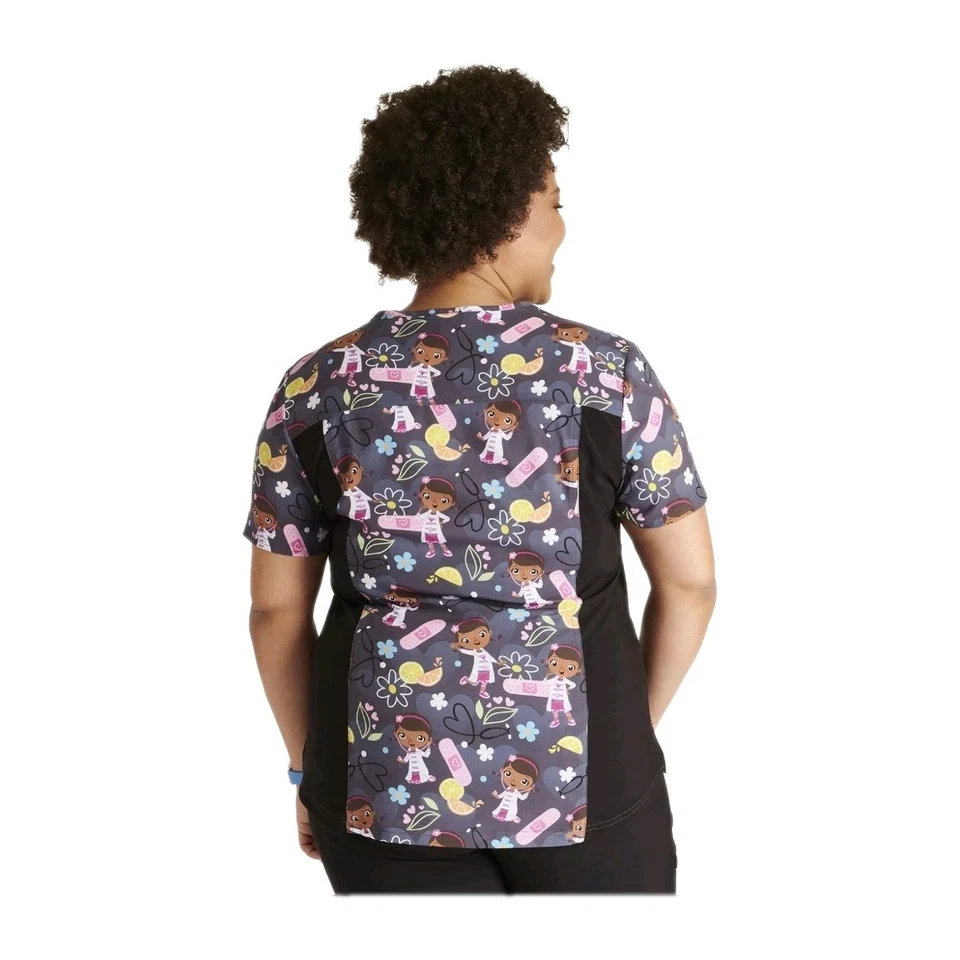 Doc McStuffins Cherokee Scrubs Womens XL Tooniforms Disney V Neck Top TF780 DCSM - Image 2 of 4