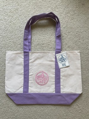 2026 Limited NWT Trader Joe's Reusable Large Canvas Lavender Tote Bag