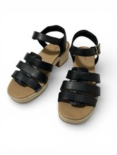 Dr Scholl’s by BOBS 9 Comfort Shoes Sandals Black Straps Block Heel 9M Slip On