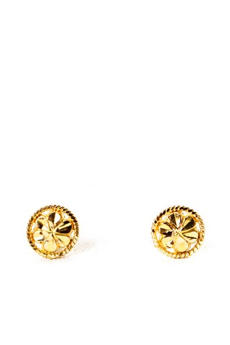 Designer Damen Ohrstecker 22 Karat Gelbgold Kleeblatt Schraubverschluss 0,9 g
