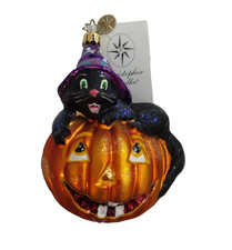 Christopher Radko Cat For A Hat 01-0569-0 Halloween Black Cat Ornament w/Tag