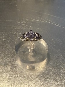 925 Sterling Silver Marquis Cut Tanzanite Floral Spray Ring Size 7
