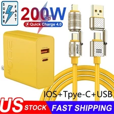 200W Super Fast Charging USB TypeC Wall Charger For Samsung iPhone Android Phone