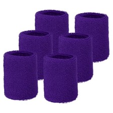 Wrist Sweatbands Sports Wristbands, 6 Pack 3" Dark Purple