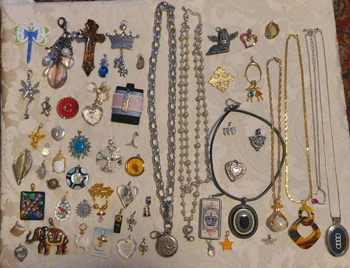 Vintage Mod Handcrafted New Mixed Lot 65+ Pendants Charms Costume Jewelry