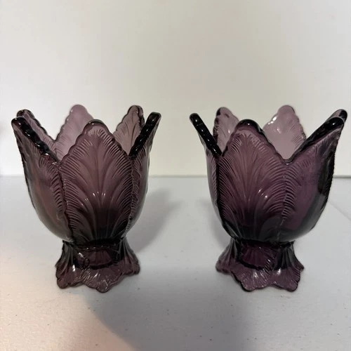 Fenton Purple Tulip votive candle holder