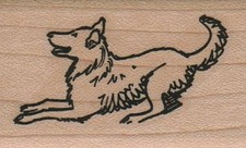 Dog Ready To Jump 1 1/4 x 1 3/4" Mounted Rubber Stamp, Dog Stamp, Doggy Stamp