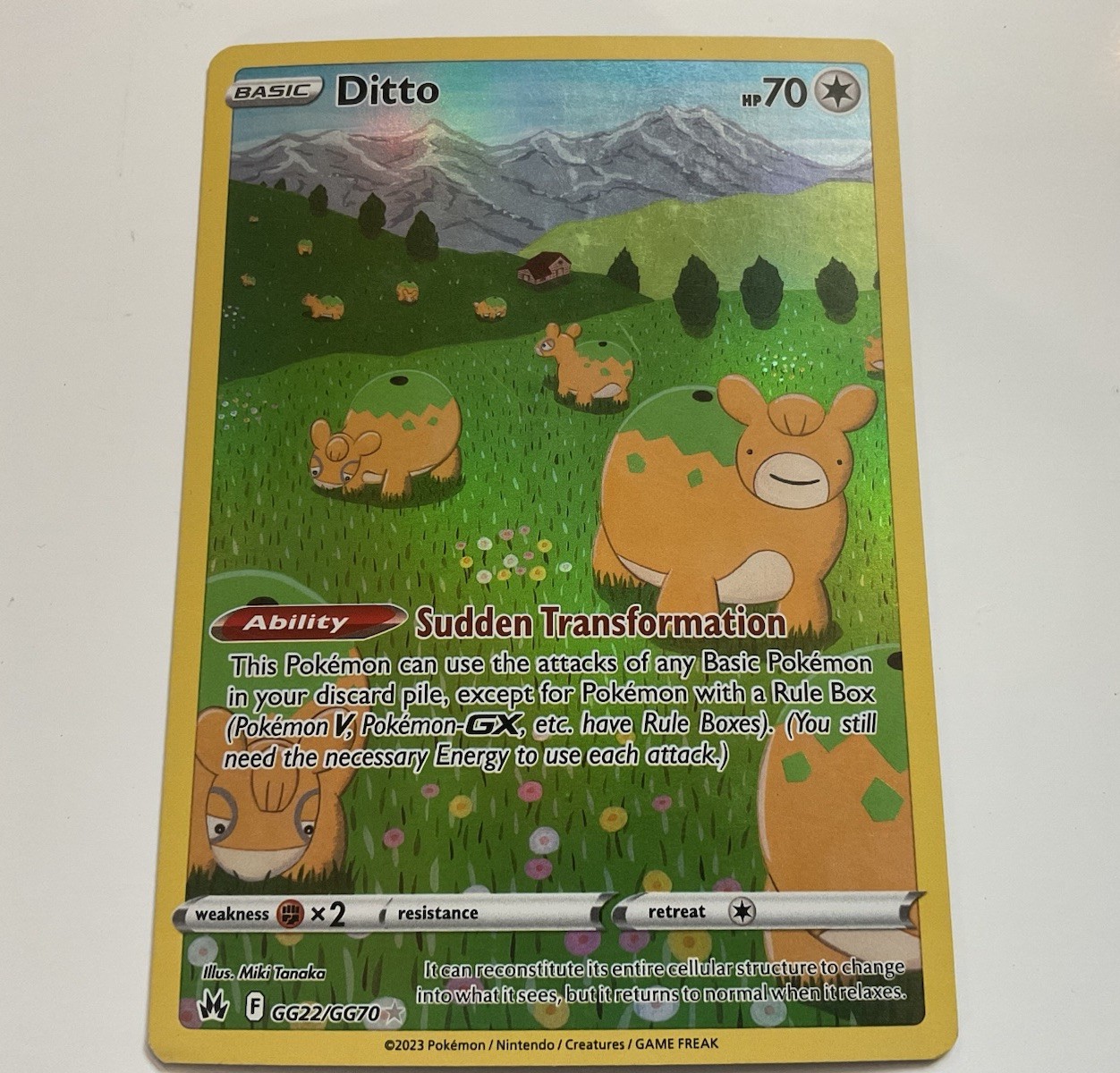 Ditto GG22/GG70 Crown Zenith Galarian Gallery Pokemon Card Full Art Holo NM