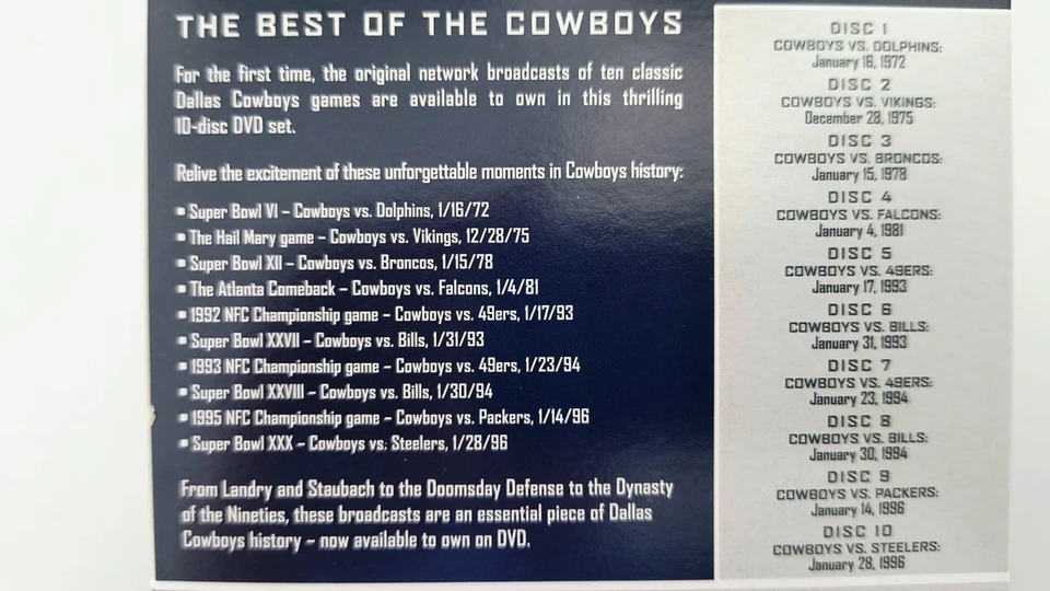 dvd-box-set: dallas owboys_nfl_10 greatest games_wie neu - Bild 3 von 4