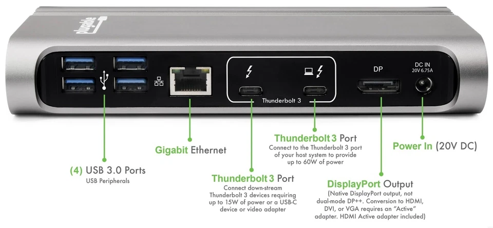 Plugable Thunderbolt 3 Docking Station w/ Power Adapter TBT3-UDV - Image 2 of 3