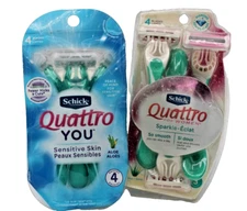 SCHICK QUATTRO - 1 #4 RAZORS AND 1 #3 RAZORS (2 PACK) -READ-