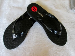 coach abbigail flip flops black