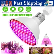 300LED Grow Light Bulb Full Spectrum Light for Indoor Plants Flowers Veg Growing