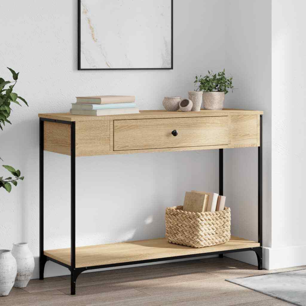 vidaXL Console Table Sonoma Oak 100x34.5x75 cm Engineered Wood