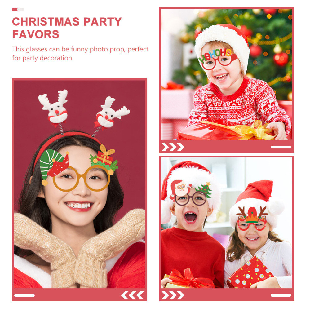 12 Pairs Christmas Paper Glasses Frames Eyeglass Funny Xmas Selfie