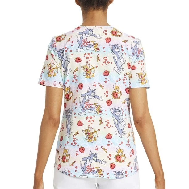 Scrub Star Women's Tom & Jerry Scrub Top Jerry's Love Size Medium NWT - Image 4 of 4