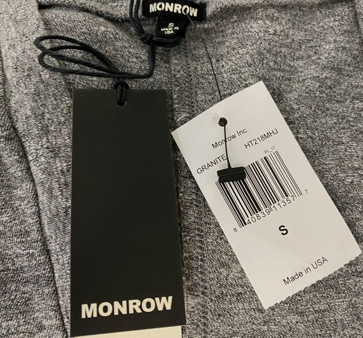 $78 Monrow Women's Gray USA Oversize Cotton-Blend Tee Short Sleeve