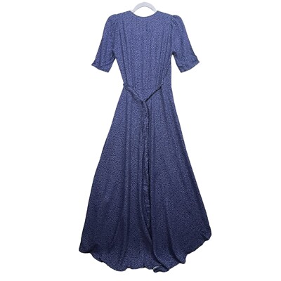 knee length dresses for ladies Fashion Strap Blue Floral Print Maxi Dress with Slit main image 1