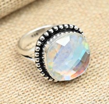 Rainbow Mystic Topaz Gemstone Handmade 925 Sterling Silver Ring Jewelry