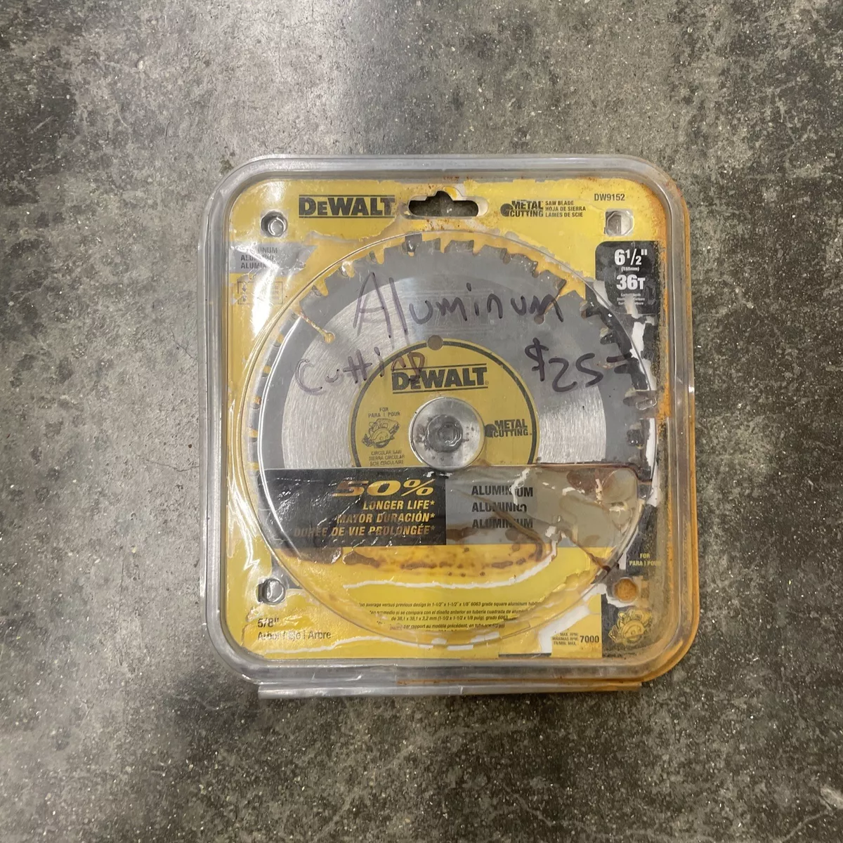 DW9152 6.5 Inch 36 TPI Aluminum Cutting Saw Blade Quantity 1