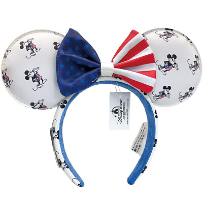 2026 Disney.Parks Loungefly Mickey and Minnie Mouse Bow Americana Ears Headband
