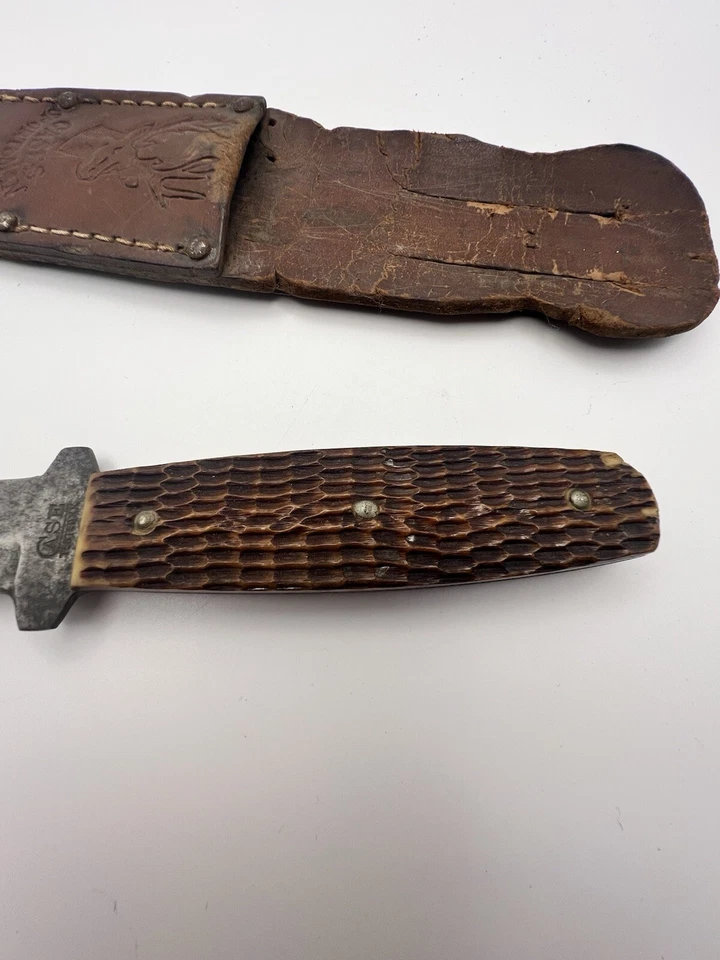 Vintage 1920 -1939 CASE's TESTED XX scarce GREEN BONE Pig sticker Hunting Knife - Image 3 of 4