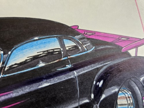 Pro Street Lead Sled Tim Frederick ORIGINAL ART Street Car Hot Rod Art Drawing - Picture 11 of 16