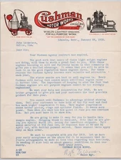 1915 Cushman Motor Works Lincoln NE Gas Engine Illustrated Letterhead BH1-13