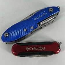 Lot of 2 Blue Red Columbia Sport Knife Pocket Knife Multi Tool TSA CONFISCATED