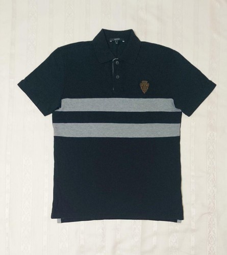 Gucci Crest Logo Border Polo Shirt Navy/Gray S-Size Width 19.6in | eBay