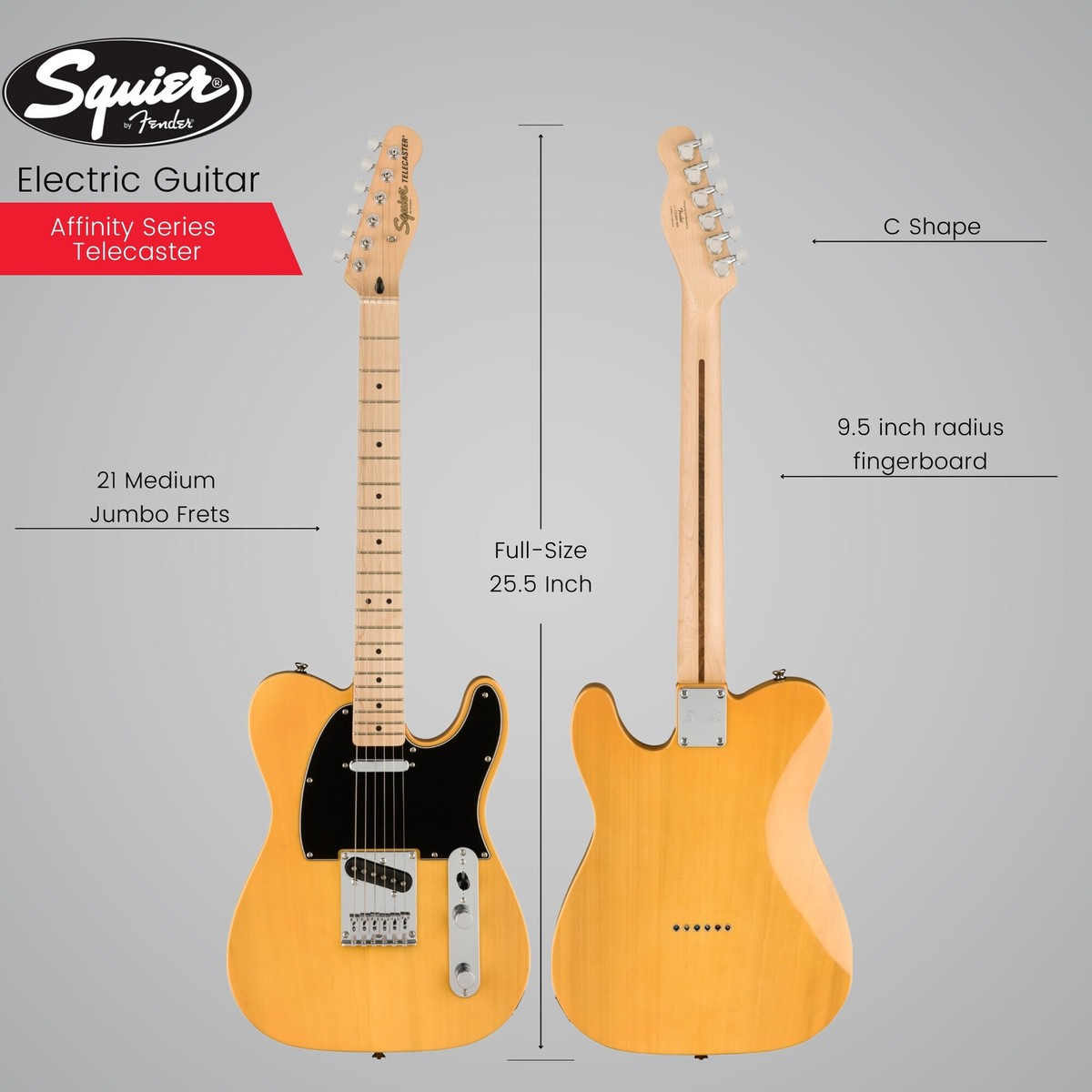 Fender Squier Affinity Series Telecaster Electric Guitar Yellow Bundle Fender Squier Affinity Series Telecaster Electric Guitar Yellow Bundle