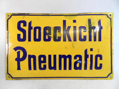 Emaille Schild STOECKICHT PNEUMATIC Offenbacher Gummiwerke Reifen 1910/20 Horch