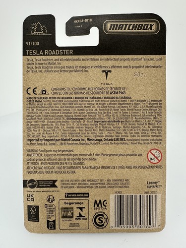 Matchbox Tesla Roadster - Matchbox 70 Years Series 91/100 Cybertruck Toy Car New - Picture 3 of 3