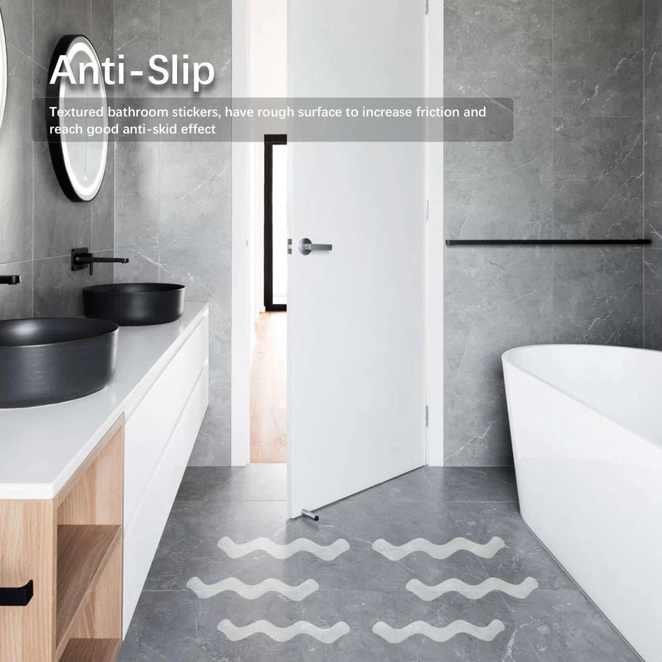 Juego de 24 pegatinas antideslizantes para bañera ducha tiras antideslizantes hogar pegatinas antideslizantes EE. UU. Foto 3 de 4