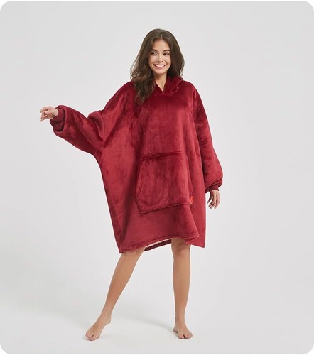 Oversized Hoodie Blanket, Sherpa & Fleece Wearable Blanket Hoodies for Women Men - Picture 35 of 43