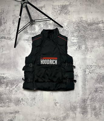 Hoodrich Gilet Mens Medium Black Sleeveless Astro Vest Logo Sleeve Body  Warmer
