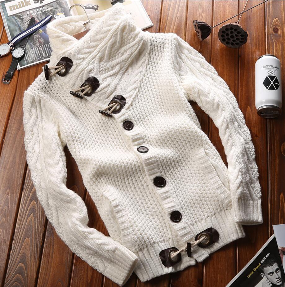 Men High Collar Cardigan Sweater Shawl 