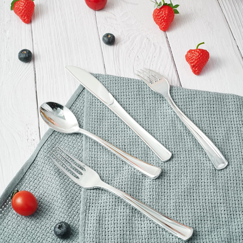 300 Pack Disposable Silver Plastic Forks, Solid and Durable Plastic Cutlery F... - Picture 8 of 12