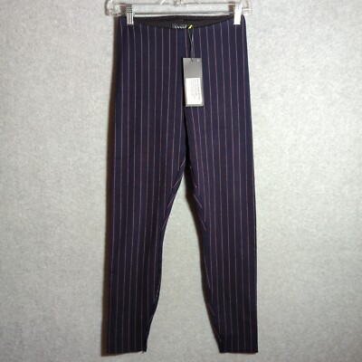 NEW Lysse Women's Fennel Ankle Slit Leggings Marine Stripe Blue Small