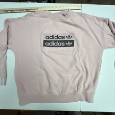 ADIDAS Sweatshirt Women s Medium Crew neck Pink Logo embroidered Pullover