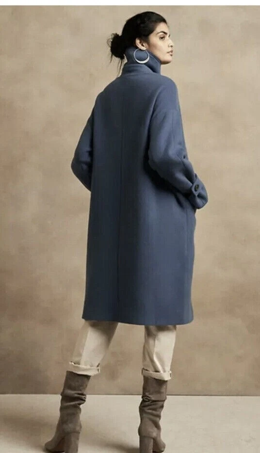 navy blue cocoon coat